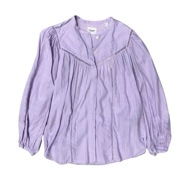 Isabel Marant Etoile Leonard Cotton Line Blouse Lilac NWT - Picture 5 of 12